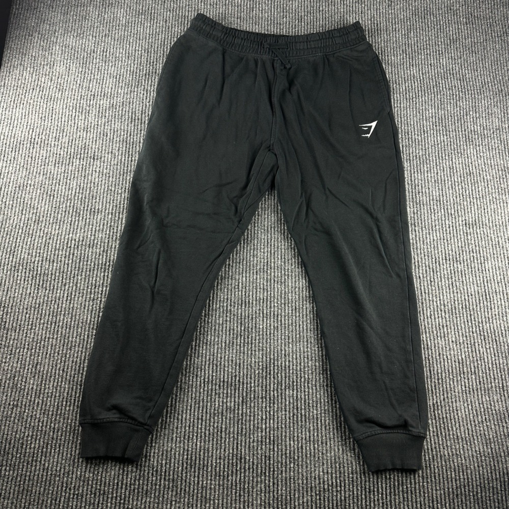 Gymshark Crest Joggers Mens Medium Black Tapered Fleece Sweatpants A1A2A